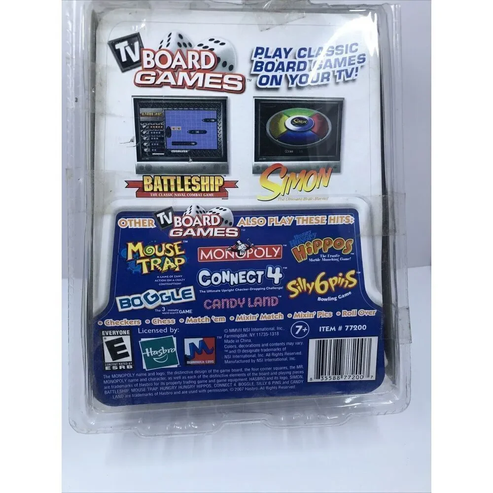 TV Board Games 3 in 1 Plug & Play Battleship, Simon & Checkers. Sealed
